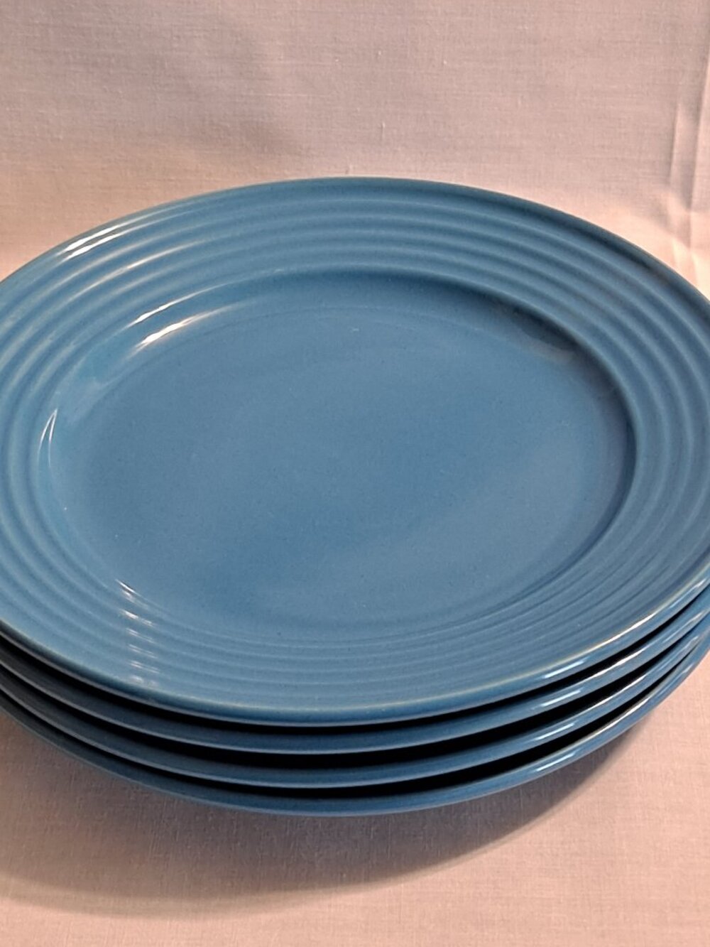Set 4 Royal Norfolk SANTA Fe PEACOCK Blue 7 3/4" Salad PLATES Embossed Rings